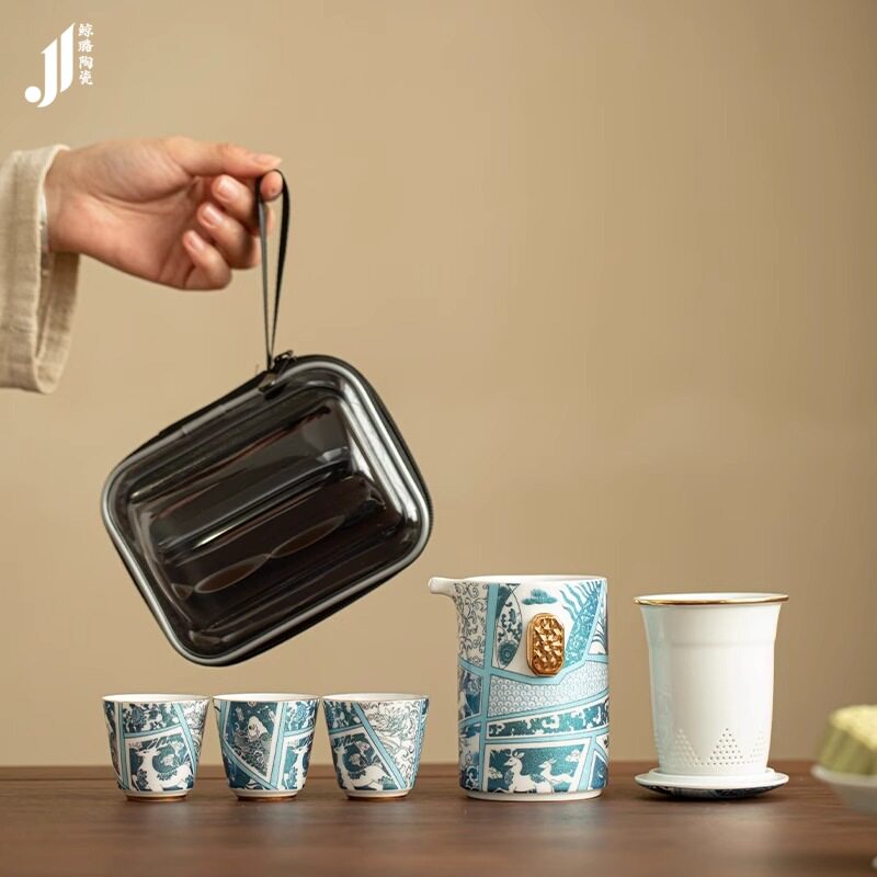 一鹿连升旅行茶具套装户外便携式随身快客杯高档旅游泡茶器小套组