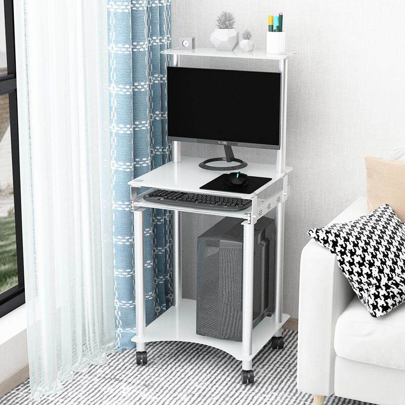 W6迷你电脑桌小户型钢化玻璃电脑桌家用台式桌可移动小电脑桌小型