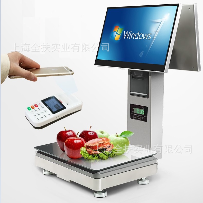 智能收银一体秤 ACS-310电脑秤生鲜水果食品零售店用双屏电脑秤
