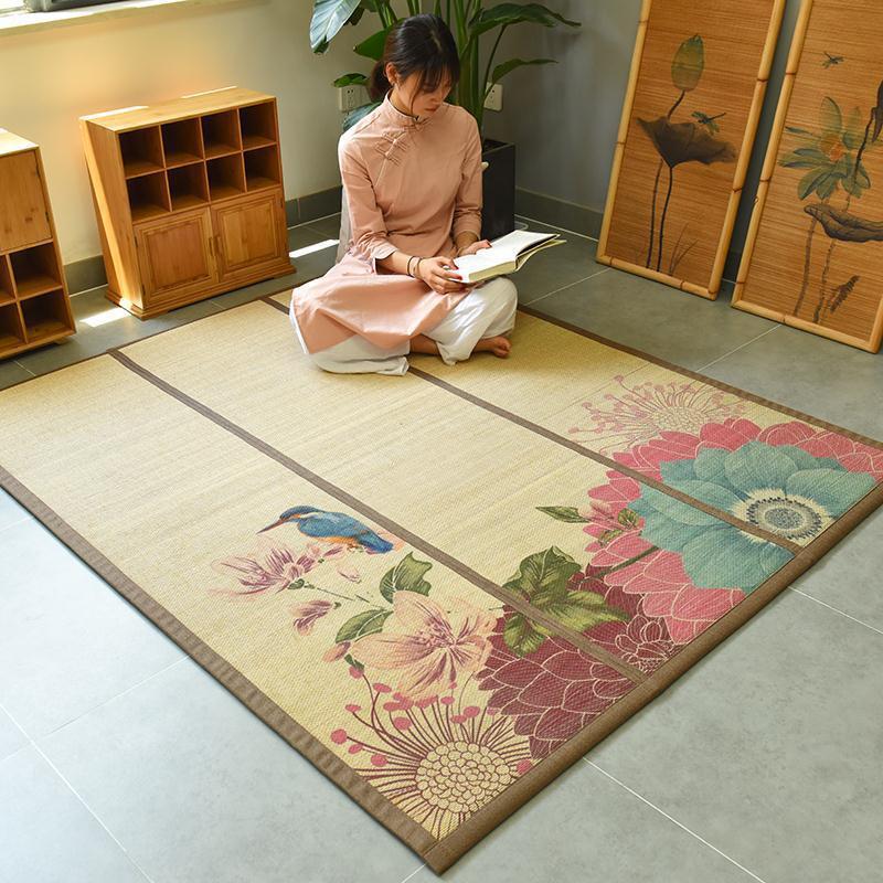 竹席地毯卧室榻榻米竹编中式客厅地垫日式房间床边满铺折叠飘窗垫