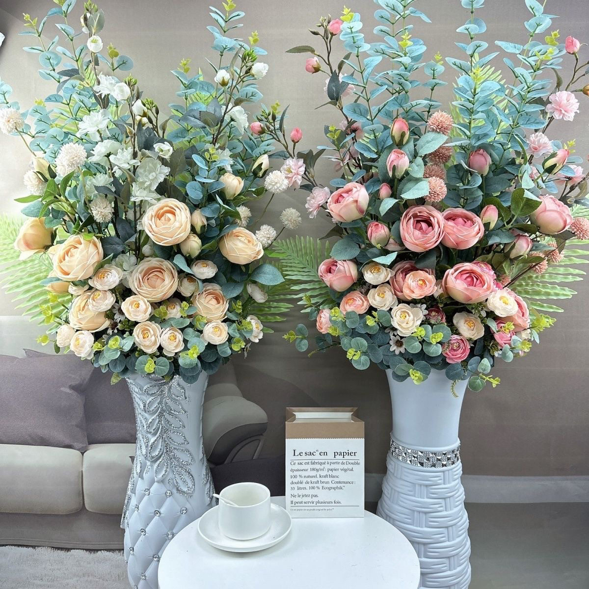 落地高档假花玫瑰花束客厅摆放花装饰绢花婚庆酒店花艺插花仿真花
