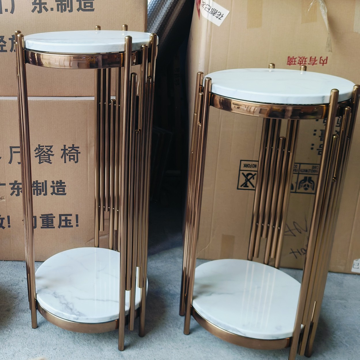 意式轻奢大理石花架客厅阳台不锈钢置物架落地式盆景摆件欧式