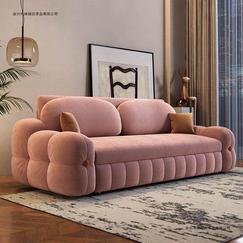 奶油风儿童双人可折叠抽拉式沙发床客厅储物两用小户型卧室家用