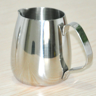 新款~鼓形不锈钢拉花杯 奶泡杯 咖啡拉花缸 奶缸 奶盅 350ml 加厚