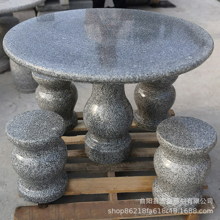 厂家批发定制大理石圆桌石桌石凳公园花岗岩石桌椅户外庭院石桌椅