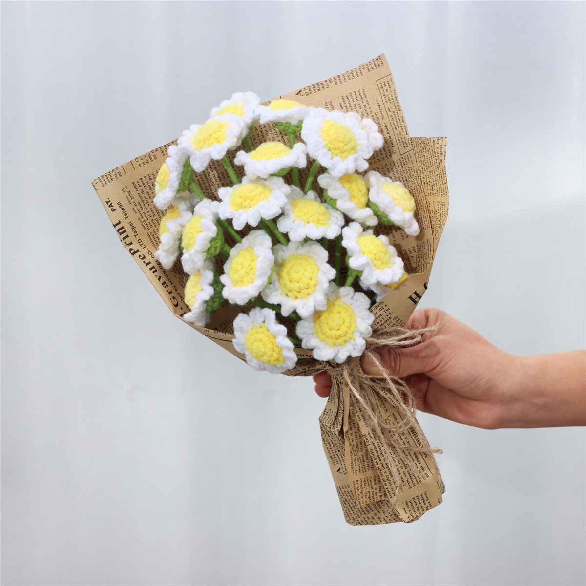 成品手工编织玫瑰花仿真花编织花手工花diy毛线编织自制钩针花束