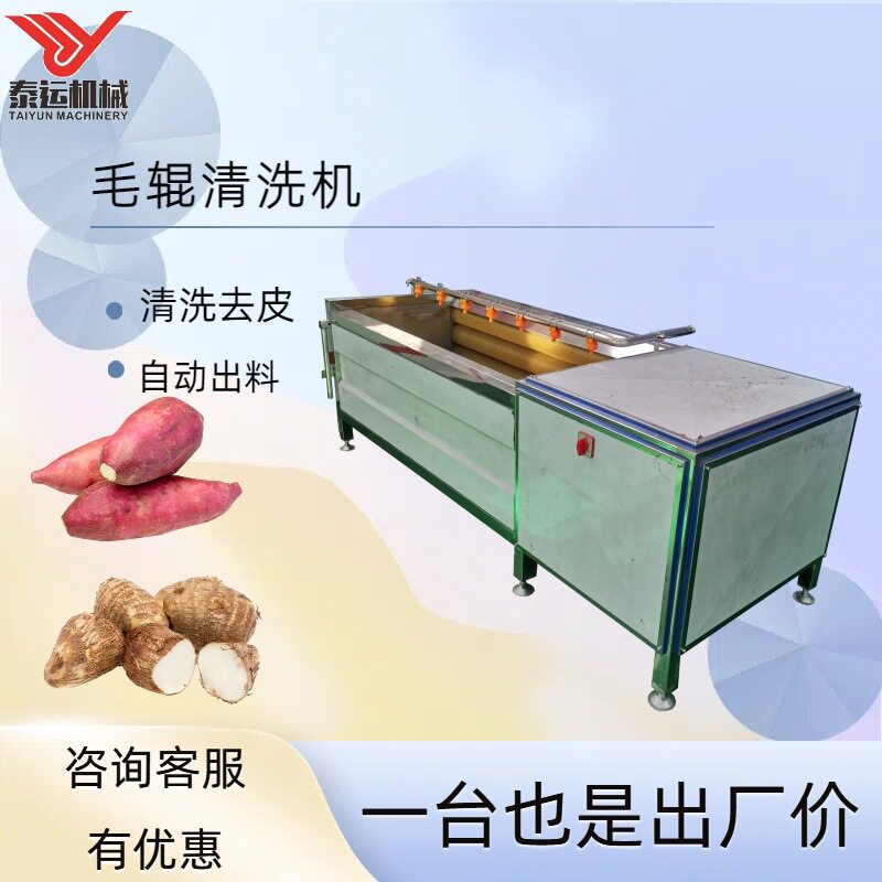 莲藕毛辊清洗机花生地瓜去泥清洗设备大型土豆芋头洋芋毛刷去皮机