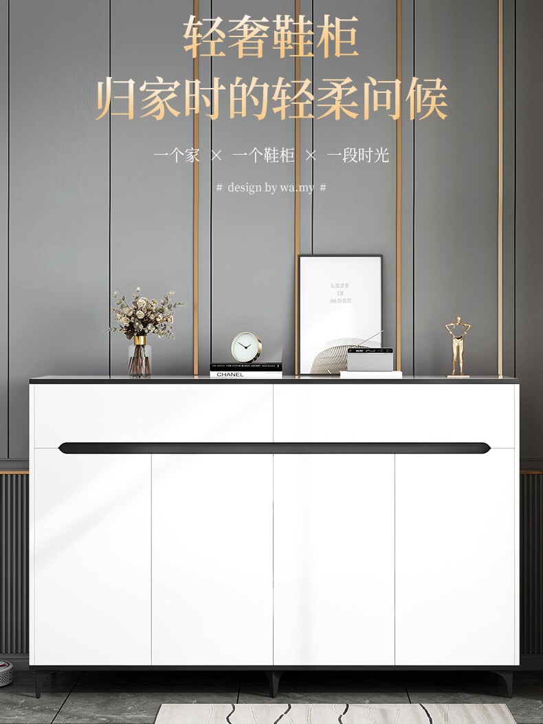 鞋柜家用门口北欧室内储物柜子简易入户一体靠墙玄关柜阳台收纳柜