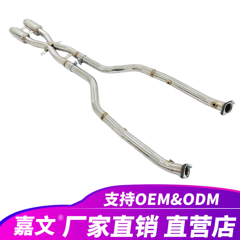 适用于宝马E92M34.0l不锈钢X管中管带阀门猫背消声器排气管图片