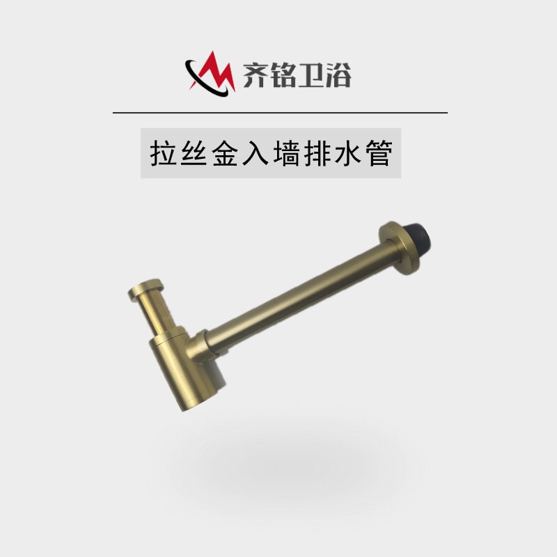欧式轻奢全铜拉丝金入墙防臭墙排