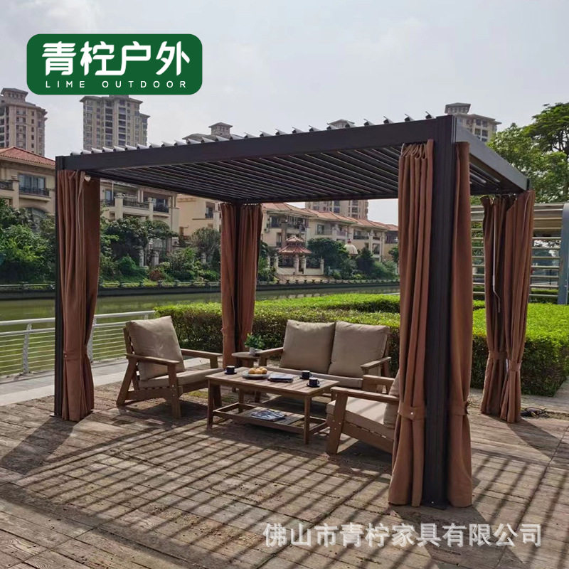 户外铝合金百叶凉亭遮阳遮雨