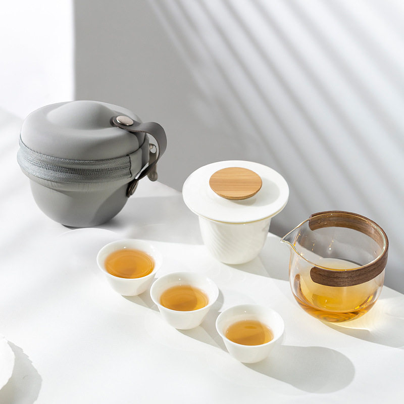 旅行茶具套装便携式户外露营旅游泡茶喝茶装备随行快客杯一壶三杯