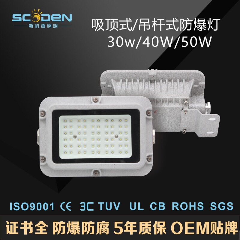 户外泛光灯防水防尘防爆灯DC24V 36V方形压铸EXdeⅡCT6壁装吸顶灯