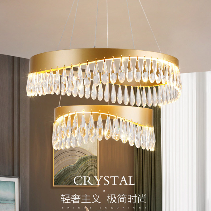 厂家直销轻奢吊灯水晶灯客厅灯圆形卧室餐厅金色轻奢水晶吊灯批发