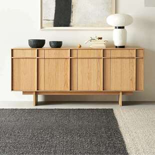 北欧樱桃木餐边柜现代简约客厅茶水柜实木一体靠墙组合酒柜置物柜