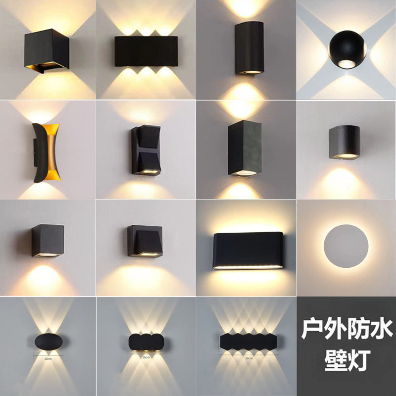 led户外防水壁灯方形酒店过道楼梯走廊别墅上下照双头室外壁灯