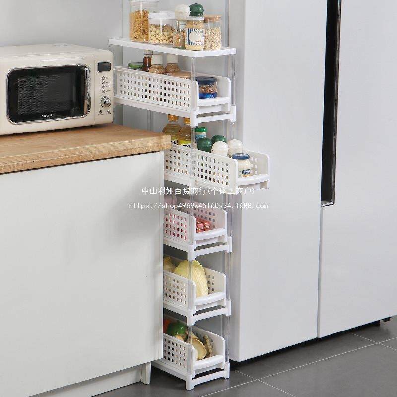 厨房置物架夹缝收纳架超窄冰箱侧面放蔬菜缝隙窄落地调料品小推车