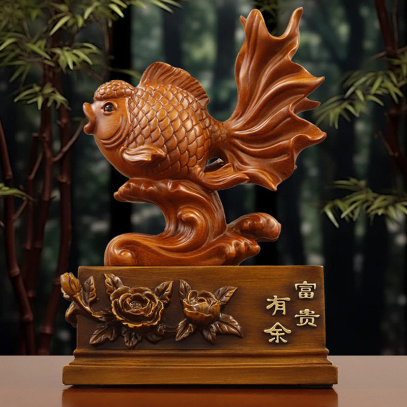 富贵有余鲤鱼摆件新中式玄关酒柜桌面乔迁新居家居如鱼得水装饰品