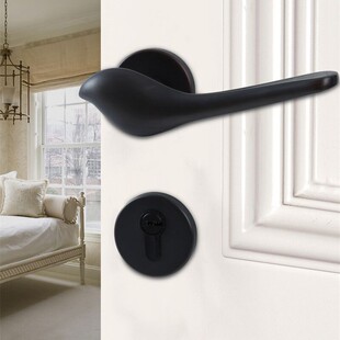 房门锁黑色美式贝尔维帝分体执手小鸟锁木门室内卧室门把手静音