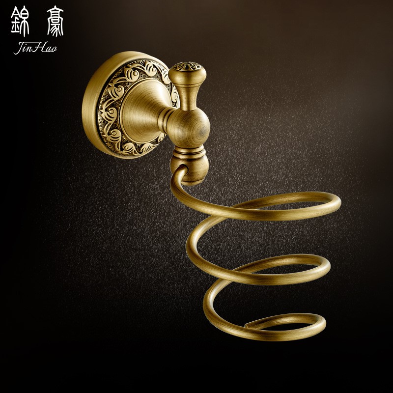 全铜吹风机架仿古热风机收纳架纯铜复古风机筒架壁挂吹风筒收纳架