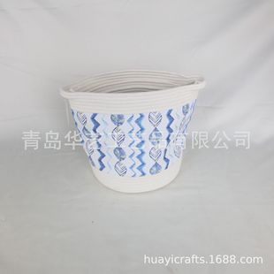 棉绳混搭印花布收纳筐 工厂直销 寻求贸易公司长期合作