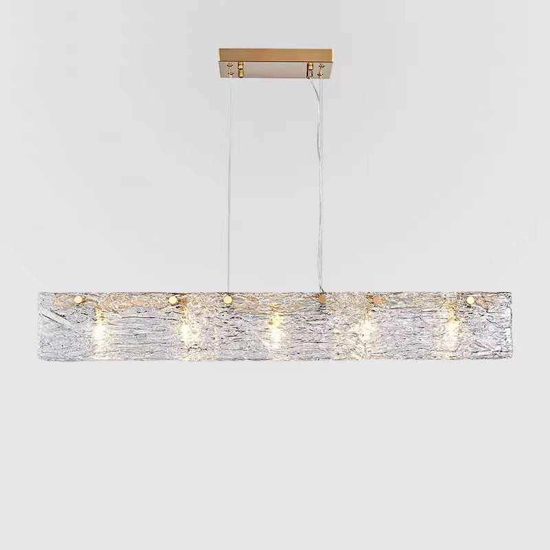 北欧轻奢餐厅吊灯后现代简约大气极简一字长条吧台设计师玻璃灯具