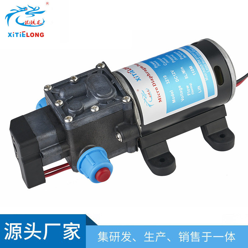 洗铁龙电动隔膜泵 12V水泵高压洗车泵 打药直流自吸增压24V100W