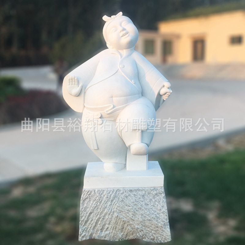石雕人物小孩雕塑定作室内户外欧式汉白玉天使雕像装饰摆件