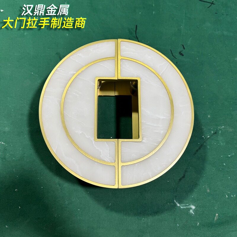 新中式大门拉手酒店包厢实木门仿古铜连锁店玻璃门半圆形门把手