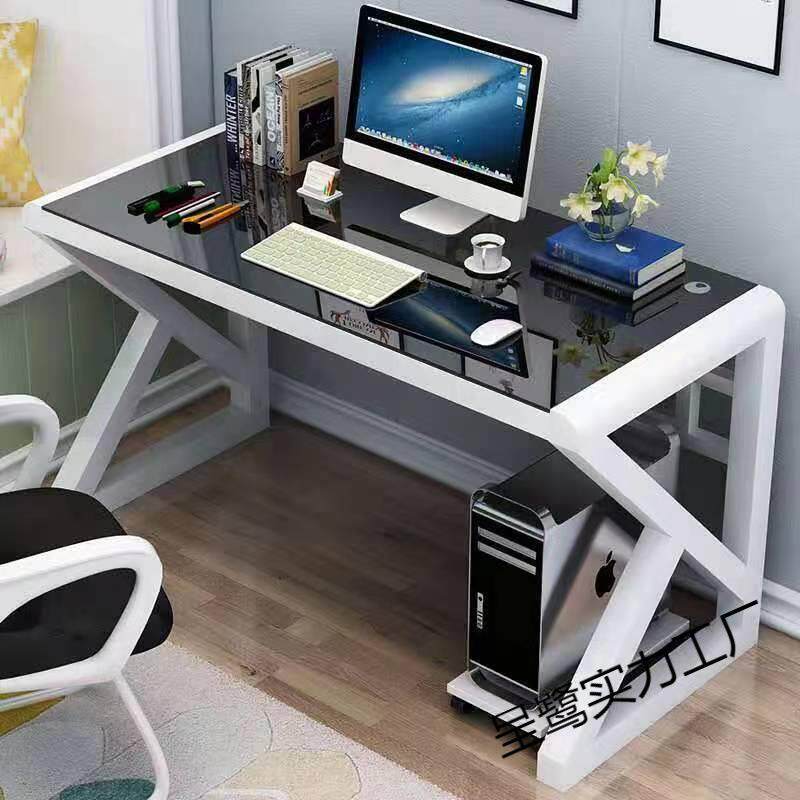 简约现代电脑桌台式桌家用书桌钢化玻璃办公桌多功能写字台学习桌