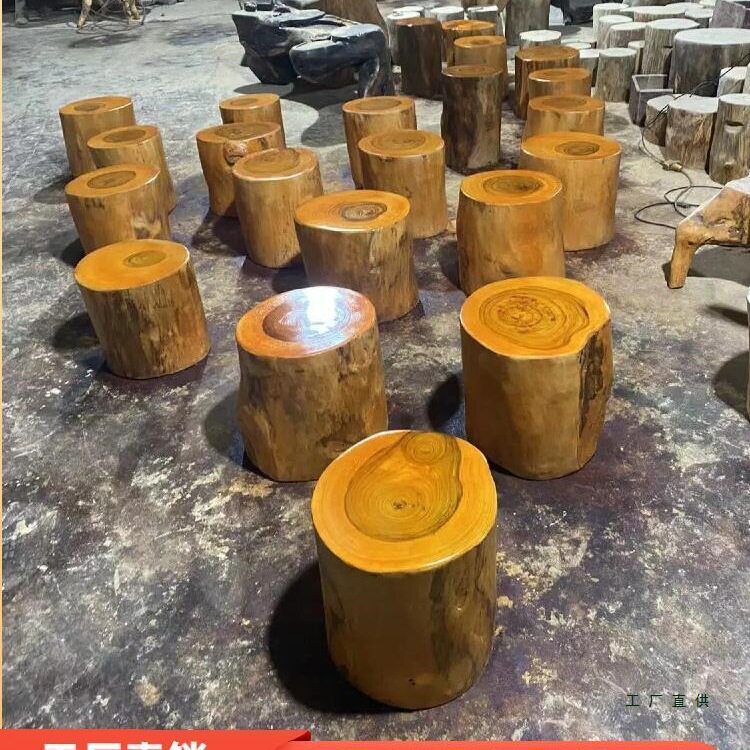 香樟实木树桩根雕凳花架底座