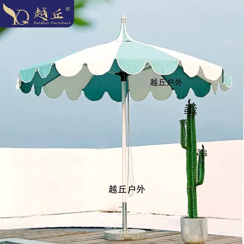 高端玻纤户外遮阳伞中柱伞铝合金沙滩伞创意宝塔伞拼色庭院太阳伞