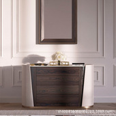 意式 轻奢餐边柜客厅隔断柜现代简约大理石储物柜高档大理石台面