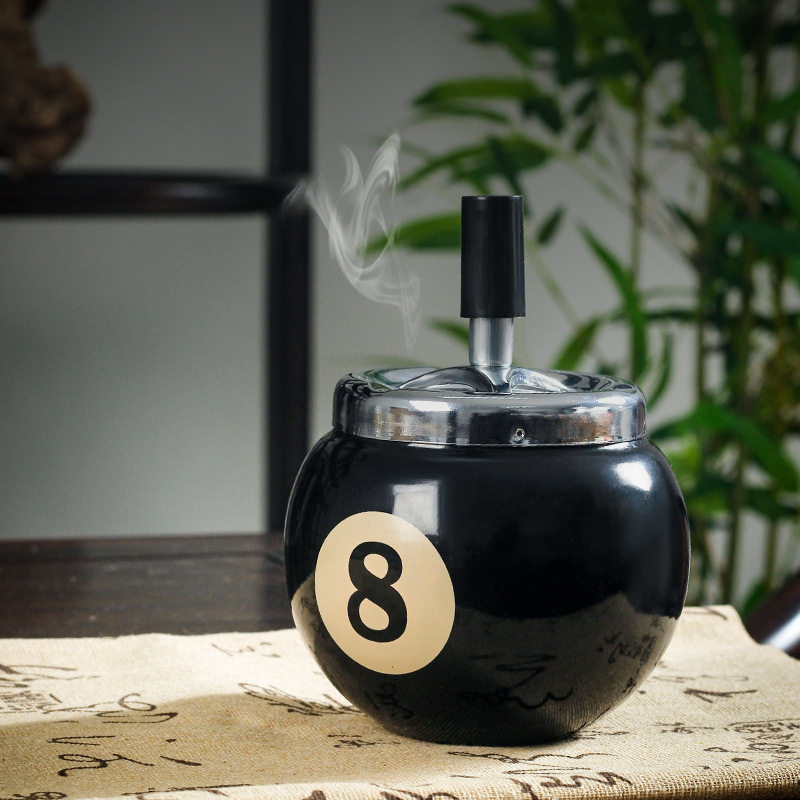 烟灰缸台球金属黑色经典款防风不跑灰装饰大容量家居办公室个性