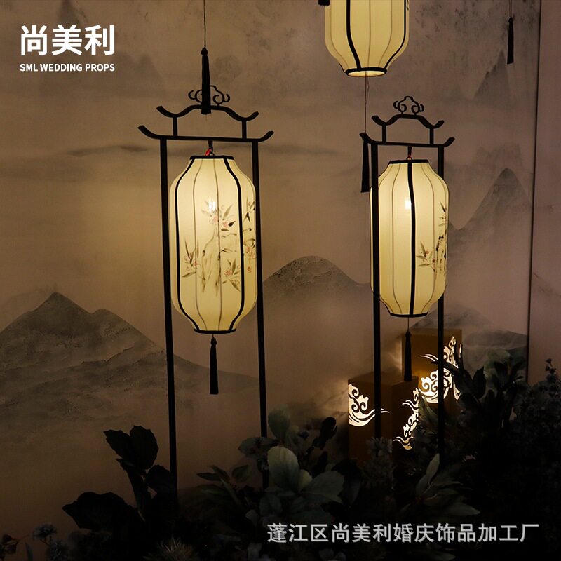 中式复古灯笼道具路引古风喜乐灯笼铁艺婚礼堂中秋文化布置道具灯