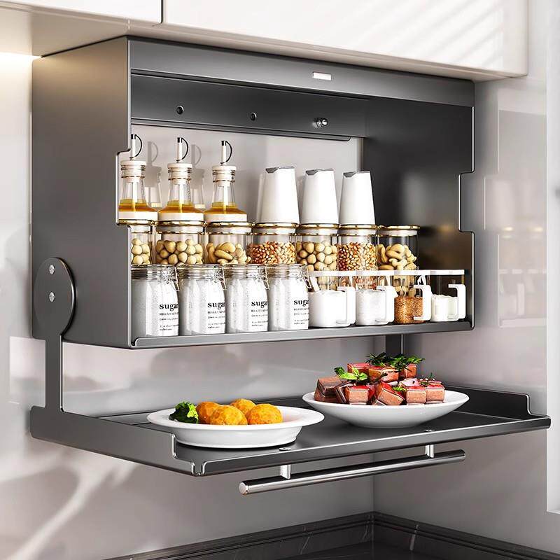 厨房置物架壁挂式碗柜碗碟收纳架免打孔吊柜下挂墙上碗盘沥水架子