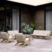 藤编做旧单人柚木沙发户外家具休闲露天阳台别墅防雨防晒庭院花园