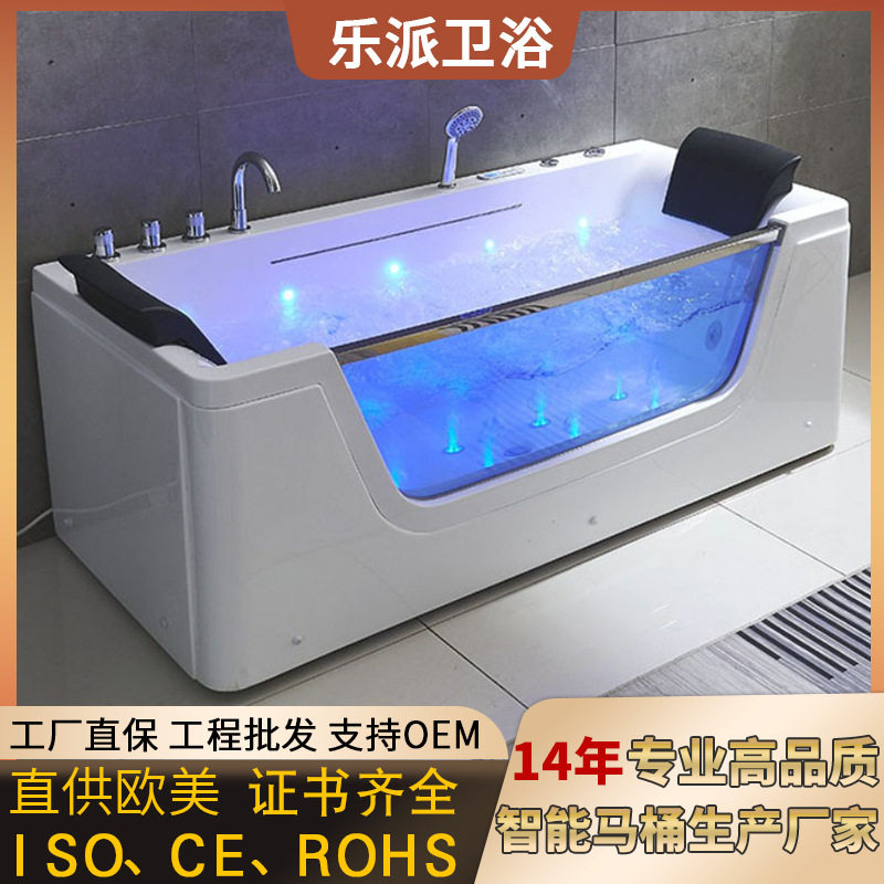 酒店轻奢家用长方形浴缸民宿恒温冲浪按摩浴缸一体式亚克力浴缸