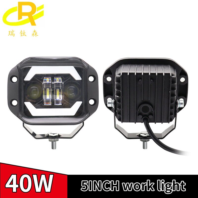 汽车LED工作灯4英寸40W 越野车天使眼大灯改装镶嵌式前杠中网雾灯