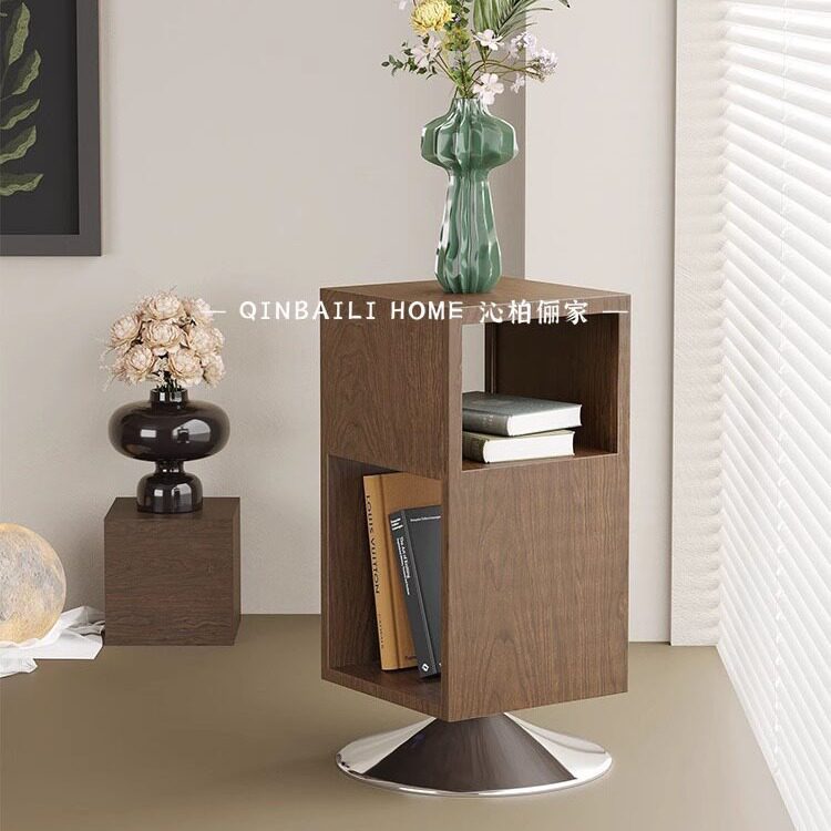 日式沙发边几可旋转床头柜创意实木角几简约家用小户型客厅侧边柜