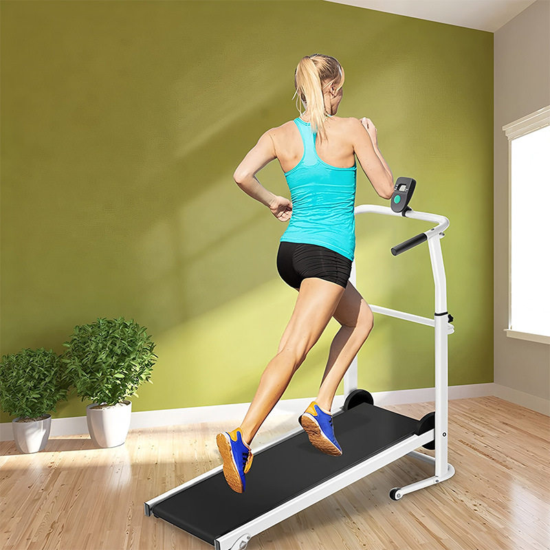 跨境亚马逊家用可折叠机械走步机无动力跑步机folding treadmill