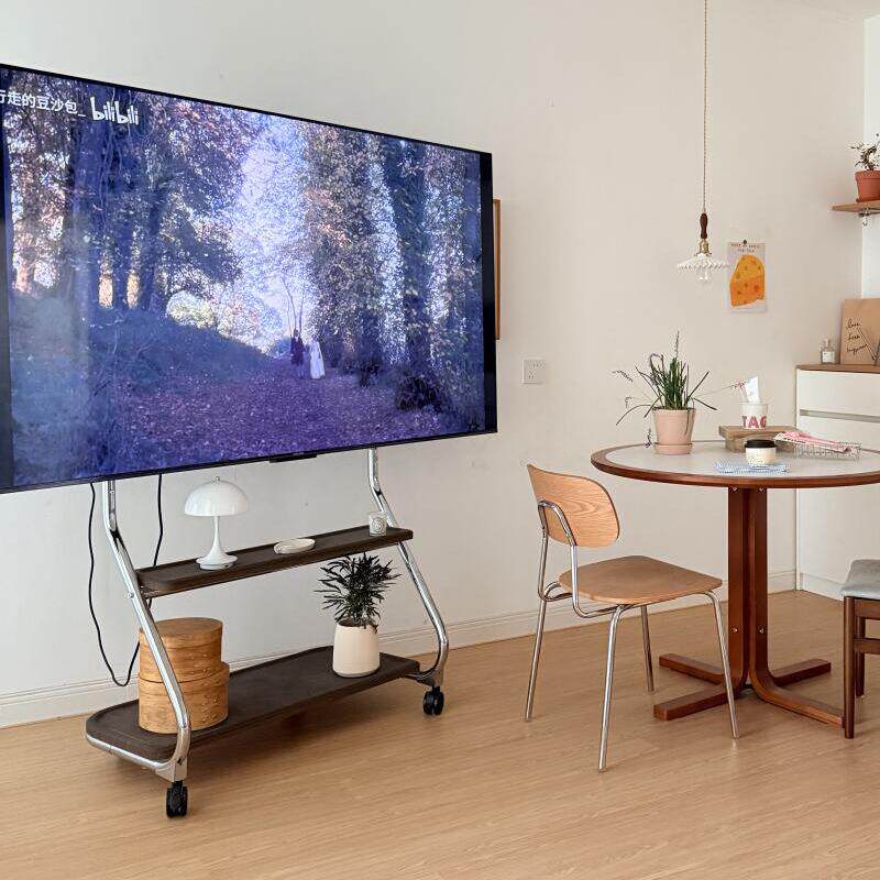 可移动不锈钢电视支架家用落地式推车小户型客厅电视柜32-75寸用