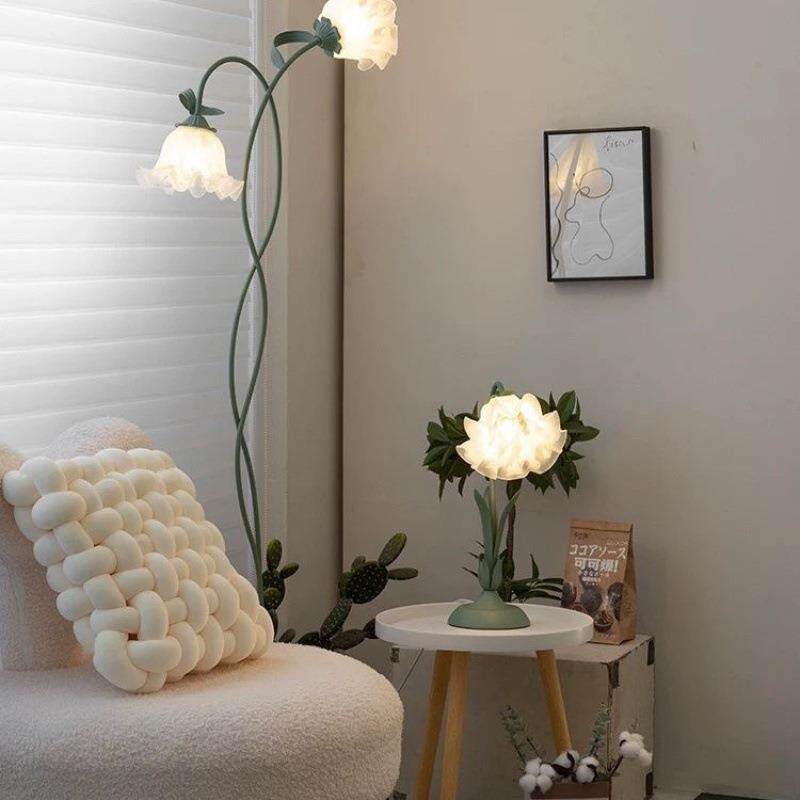 复古田园落地灯奶油风客厅沙发旁卧室灯法式网红花朵落地灯ins风