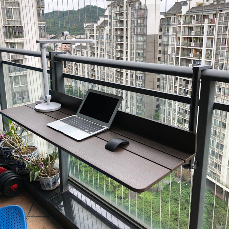 可折叠靠窗护栏挂桌一体吧台餐桌