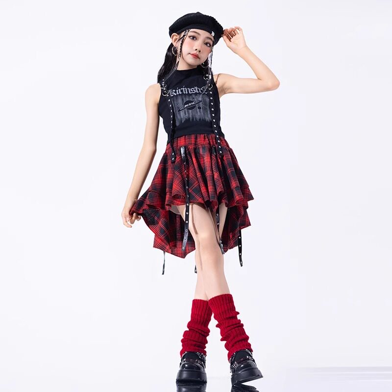 速发少儿爵士舞演出服辣服装童妹童潮酷时髦儿装模特T台走秀潮服