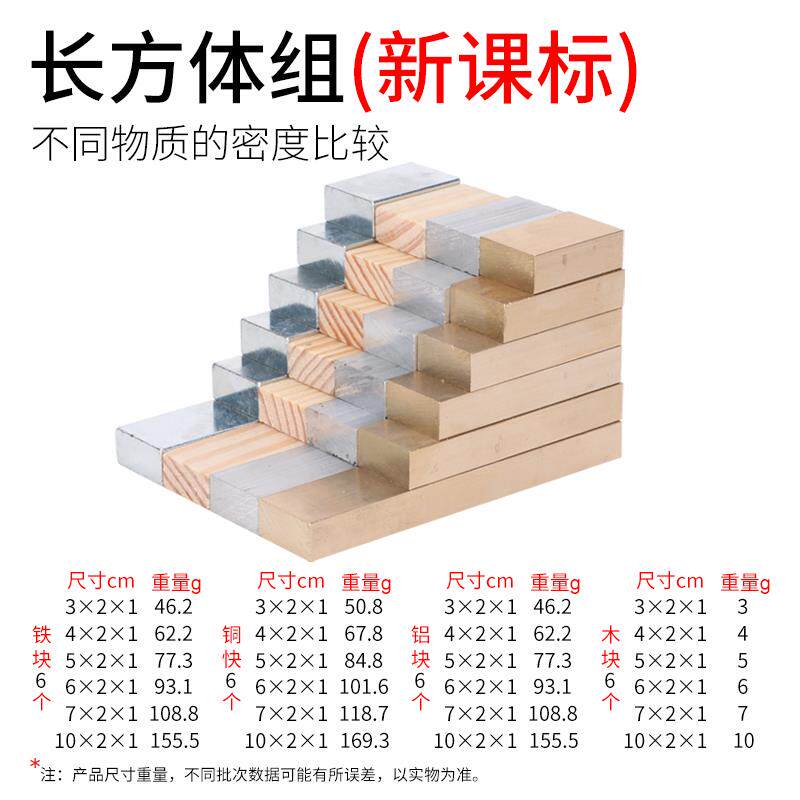 现货长方体立方体圆柱体组铜块铁块铝块木K块量与密度带挂钩教学