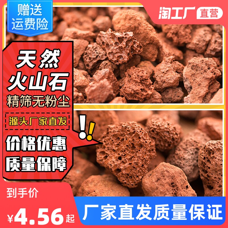 速发火山石颗粒红火山岩底砂多肉兰花养专石营用土植料火山铺面石
