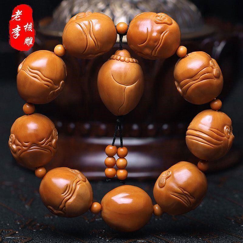 现货速发橄榄核雕手串山鬼恶僧橄榄胡雕刻手串文玩盘玩手链橄榄手