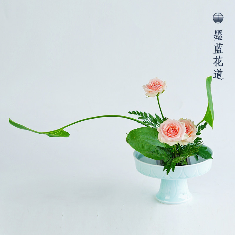 速发墨蓝花器陶瓷手作高脚青釉花盘中式花水插盘花器道花复古茶席,鲜花速递/花卉仿真/绿植园艺,花盆,淘宝优惠券,粉丝福利购,淘宝优惠卷