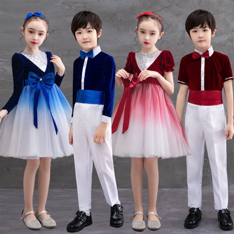 速发儿童演出服合小学生朗合礼服大中唱服装幼儿表演服诵唱团套装图片